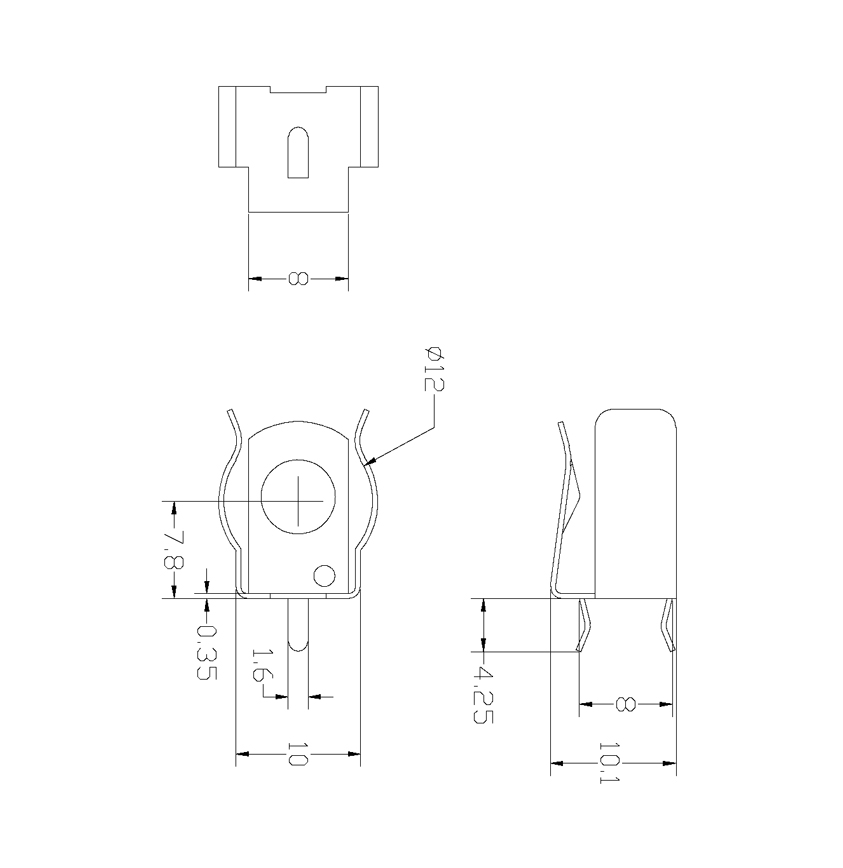 A915焊接式電池夾尺寸圖 A915焊接式電池夾尺寸圖