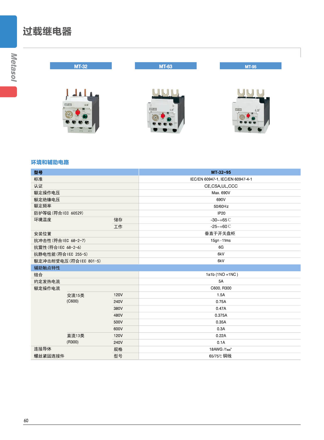 MT-63系列熱過載繼電器輔助電路 MT-63系列熱過載繼電器輔助電路