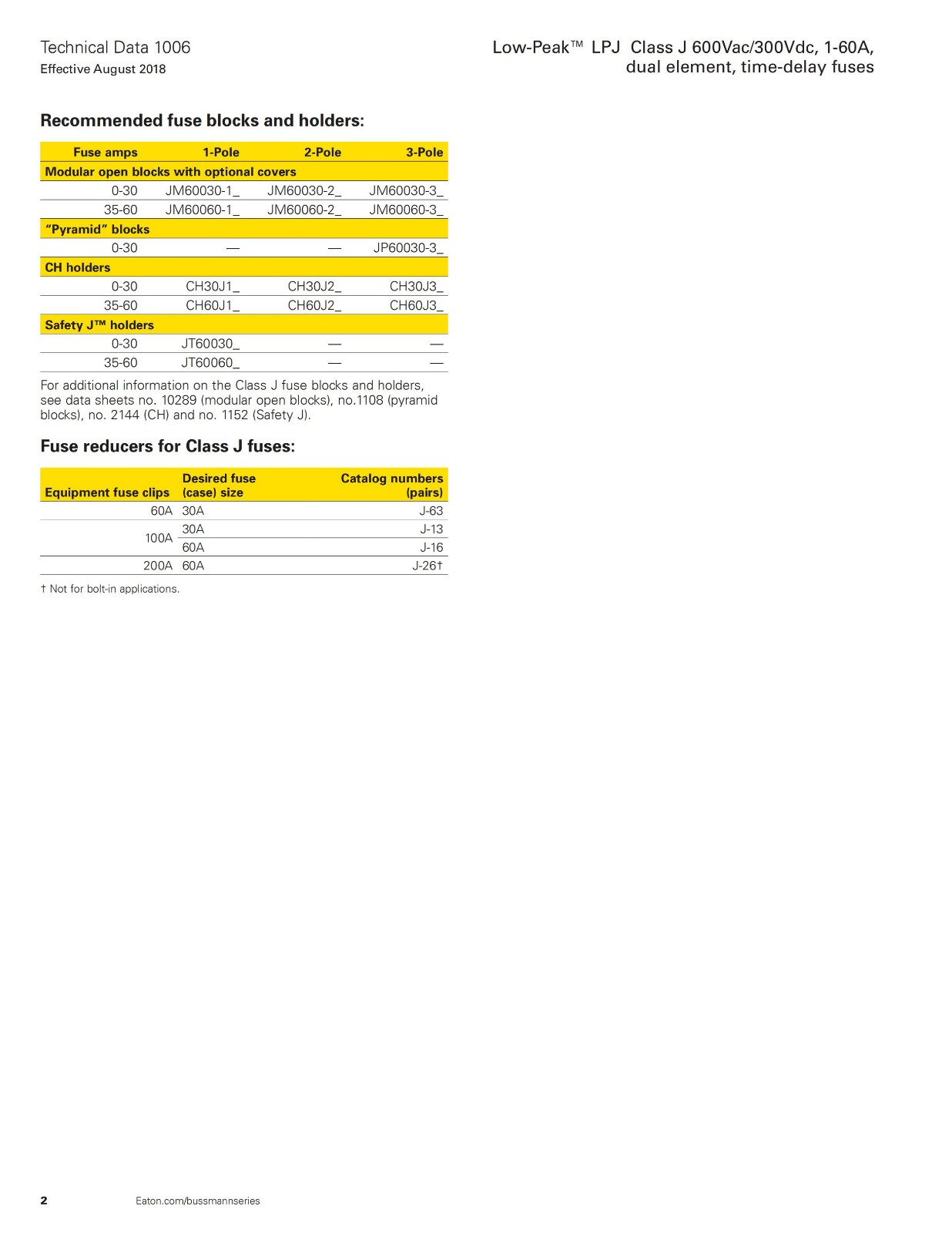 LPJ系列美標熔斷器參數(shù) LPJ系列美標熔斷器參數(shù)